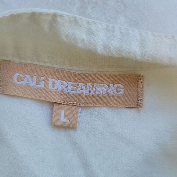 Cali-Dreaming 100% cotton crop button down top white Size L - Picture 4 of 5